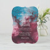 Dusty Blue Bourgogne Alcohol Huwelijksfeest Kaart (Staand voorkant)