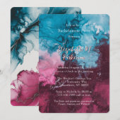 Dusty Blue Bourgogne Alcohol Ink Bachelorette Part Kaart (Voorkant / Achterkant)