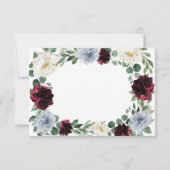 Dusty Blue Bourgogne Cranberry herfst bruiloft RSV RSVP Kaartje (Achterkant)