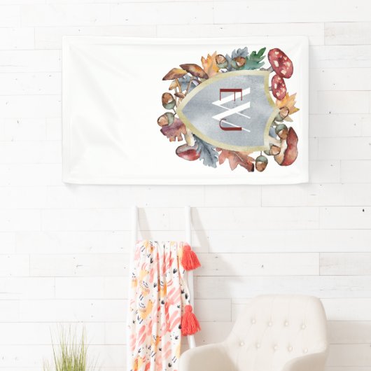 Dusty Blue Bourgogne Herfst Paddestoel Bruiloft Ba Spandoek (Insitu)