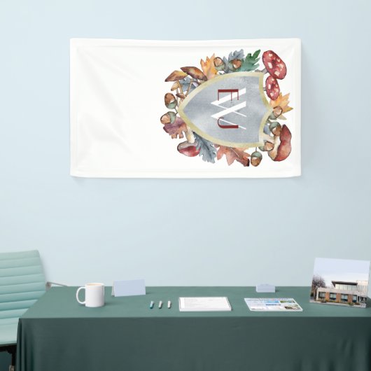 Dusty Blue Bourgogne Herfst Paddestoel Bruiloft Ba Spandoek (Beurs)