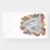 Dusty Blue Bourgogne Herfst Paddestoel Bruiloft Ba Spandoek (Horizontaal)