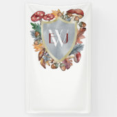 Dusty Blue Bourgogne Herfst Paddestoel Bruiloft Ba Spandoek (Verticaal)