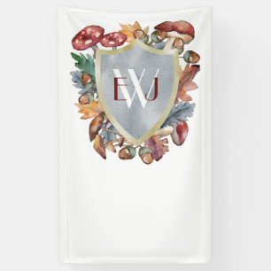 Dusty Blue Bourgogne Herfst Paddestoel Bruiloft Ba Spandoek