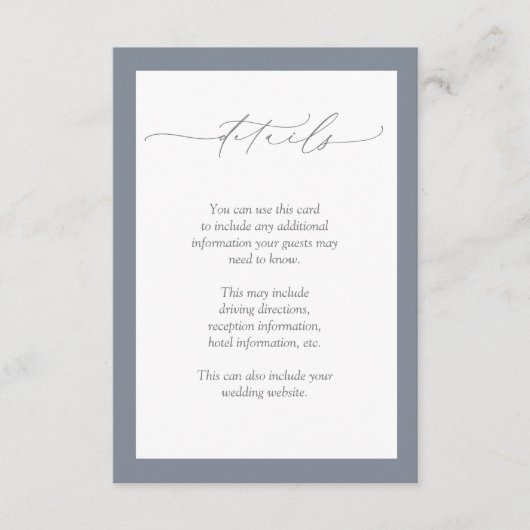 Dusty Blue Bourgogne Rood Bloemen Bruiloft Details Informatiekaartje (Voorkant)