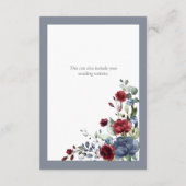 Dusty Blue Bourgogne Rood Bloemen Bruiloft Details Informatiekaartje (Achterkant)