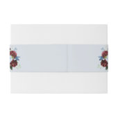 Dusty Blue Bourgondië Bloemenbruiloft Belly Band Uitnodigingen Wikkel (Achterkant Voorbeeld)