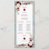 Dusty Blue Bourgondië Blush Bloemen Bruiloft Progr Programmakaart (Achterkant)