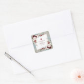 Dusty Blue Bourgondië Blush Bloemen Bruiloft Stick Vierkante Sticker (Envelop)
