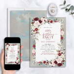 Dusty Blue Bourgondië Blush Floral 60ste verjaarda Kaart<br><div class="desc">Vier een mijlpaal in stijl met onze Dusty Blue Burgundy Blush Floral 60th Birthday Invitation. Van de handgeletterde kalligrafie tot de bordeauxrode en blush roze waterverf bloemstukken, deze uitnodiging zet de toon voor uw speciale dag. Met het bijpassende shimmer patroon op de achterkant van elke kaart weet iedereen zeker dat...</div>