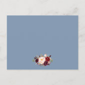Dusty Blue Bourgondië Floral bruiloft Details Kaar Briefkaart (Achterkant)