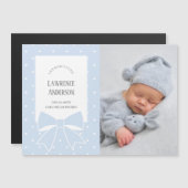 Dusty Blue Bow Baby Boy Fotoaankondiging (Voorkant / Achterkant)