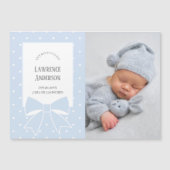 Dusty Blue Bow Baby Boy Fotoaankondiging (Voorkant)