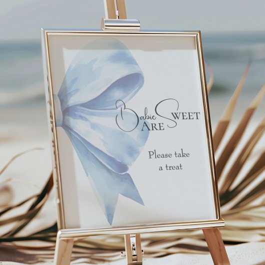 Dusty Blue Bow Baby shower Baby's zijn zoet Poster