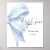 Dusty Blue Bow Baby shower Baby's zijn zoet Poster (Voorkant)