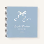 Dusty Blue Bow Baby shower gastenboek Notitieboek (Voorkant)