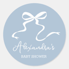 Dusty Blue Bow Baby shower gunst ronde Ronde Sticker