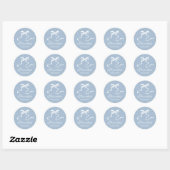 Dusty Blue Bow Baby shower gunst ronde Ronde Sticker (Vel)