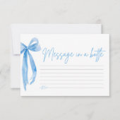Dusty Blue Bow bericht in een Kaart van een flesse (Voorkant)