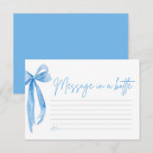 Dusty Blue Bow bericht in een Kaart van een flesse (Voorkant / Achterkant)