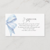 Dusty Blue Bow Book voor Baby Baby shower Boy Informatiekaartje (Voorkant)