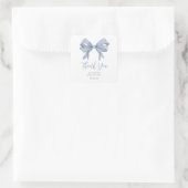 Dusty Blue Bow Boy Baby shower Bedankt Vierkante Sticker (Tas)