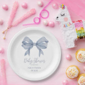 Dusty Blue Bow Boy Baby shower Papieren Bordje (Feest)