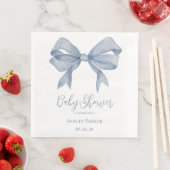 Dusty Blue Bow Boy Baby shower Servet (Insitu)
