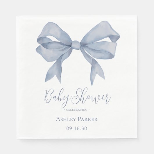 Dusty Blue Bow Boy Baby shower Servet (Voorkant)