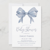Dusty Blue Bow Boy Baby shower Uitnodiging (Voorkant)