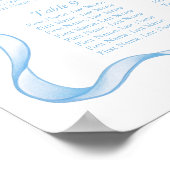 Dusty Blue Bow Boy Baby shower Zitplaatskaart Teke Poster (Hoek)