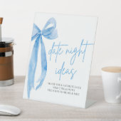 Dusty Blue Bow Bridal Date Night Ideeën Sign Reclamebord Met Voetstuk (Insitu)