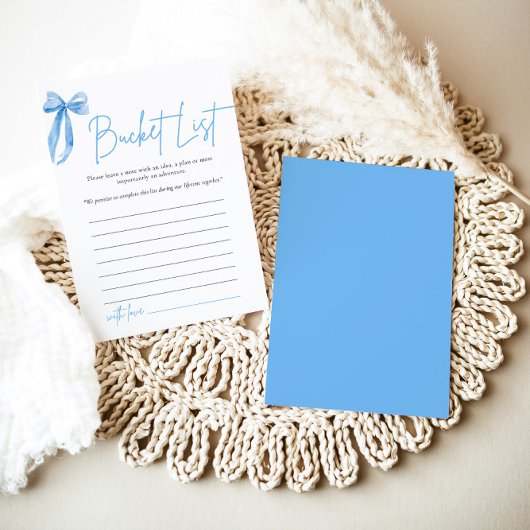Dusty Blue Bow Bucket List Vrijgezellenfeest Game Kaart