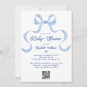 Dusty Blue Bow Coquette Boy Baby shower Kaart (Voorkant)