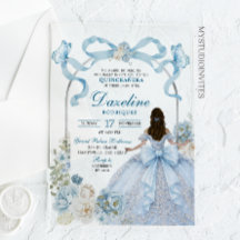 Dusty Blue Bow Coquette Butterfly Quinceañera