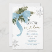 Dusty Blue Bow Coquette Winter Bridal Shower Kaart (Voorkant)