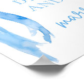 Dusty Blue Bow Eet Drink en Wees getrouwd Teken Poster (Hoek)