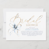 Dusty Blue Bow Elegant Romantic Bridal Shower Kaart (Voorkant)