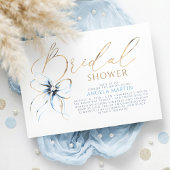 Dusty Blue Bow Elegant Romantic Bridal Shower Kaart