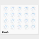 Dusty Blue Bow Favors Bedankt Ronde Sticker (Vel)