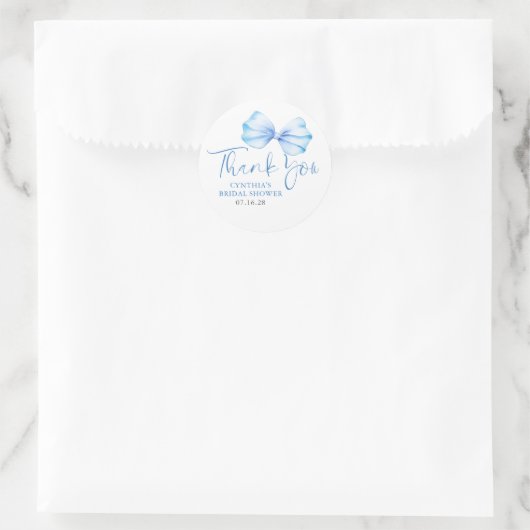 Dusty Blue Bow Favors Bedankt Ronde Sticker (Tas)
