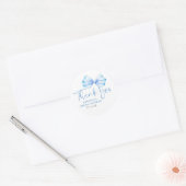 Dusty Blue Bow Favors Bedankt Ronde Sticker (Envelop)