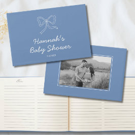 Dusty Blue Bow Gepersonaliseerd Baby shower Gasten Gastenboek