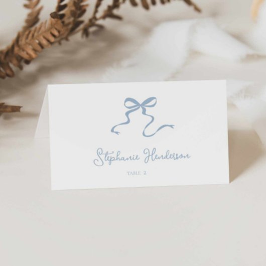 Dusty Blue Bow Gevouwen Plaats Kaart