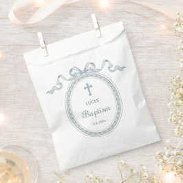 Dusty Blue Bow Grieks Lijst Doop Bedankzakje