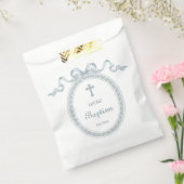 Dusty Blue Bow Grieks Lijst Doop Bedankzakje (Gezegeld)