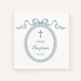 Dusty Blue Bow Grieks Lijst Doop Gastboek Notitieboek