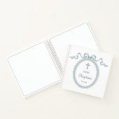 Dusty Blue Bow Grieks Lijst Doop Gastboek Notitieboek (Binnen)