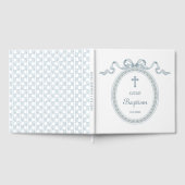 Dusty Blue Bow Grieks Lijst Doop Gastenboek (Volledig)