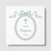 Dusty Blue Bow Grieks Lijst Doop Gastenboek (Voorkant)